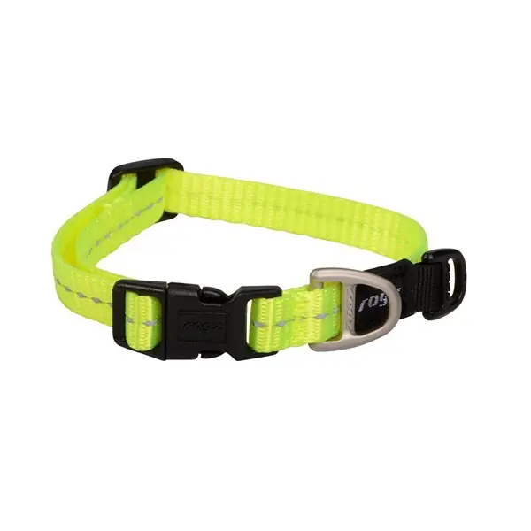 Kampanjpris Rogz Utility ställbart hundhalsband med reflextråd - Gul 20-31 cm