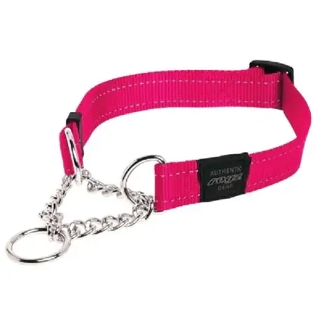 Rogz Utility ställbart halvstryp med reflextråd - Rosa M - 32-44 cm Rabatter
